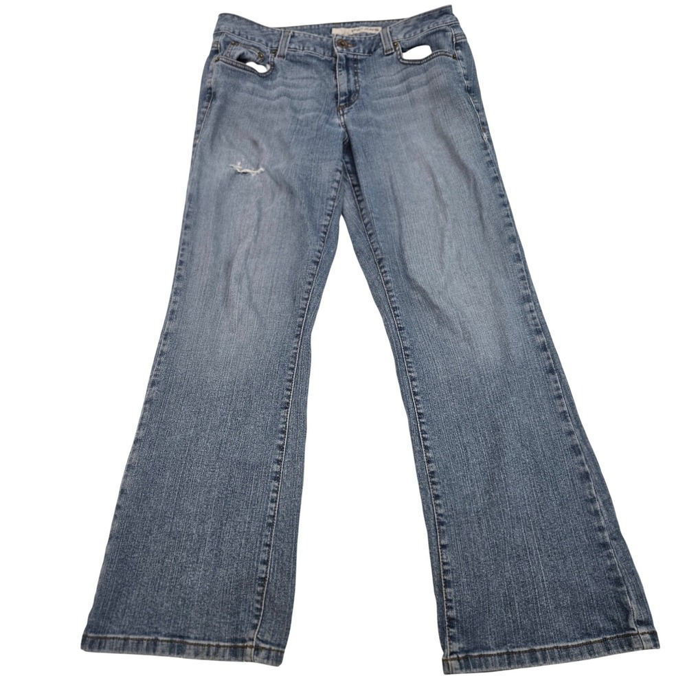 DKNY Soho‎ Jeans Womens 12R Blue Thrashed Distressed Straight Leg Stretch Mexico